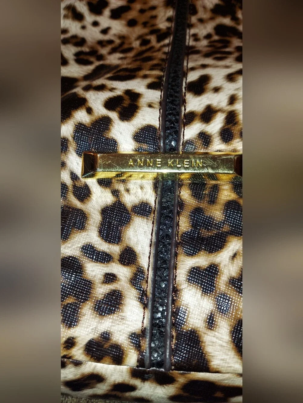 Anne Klein Leopard Print Satchel with Black Trim
